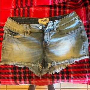 PINK Victoria's Secret Blue Frayed Jean Shorts